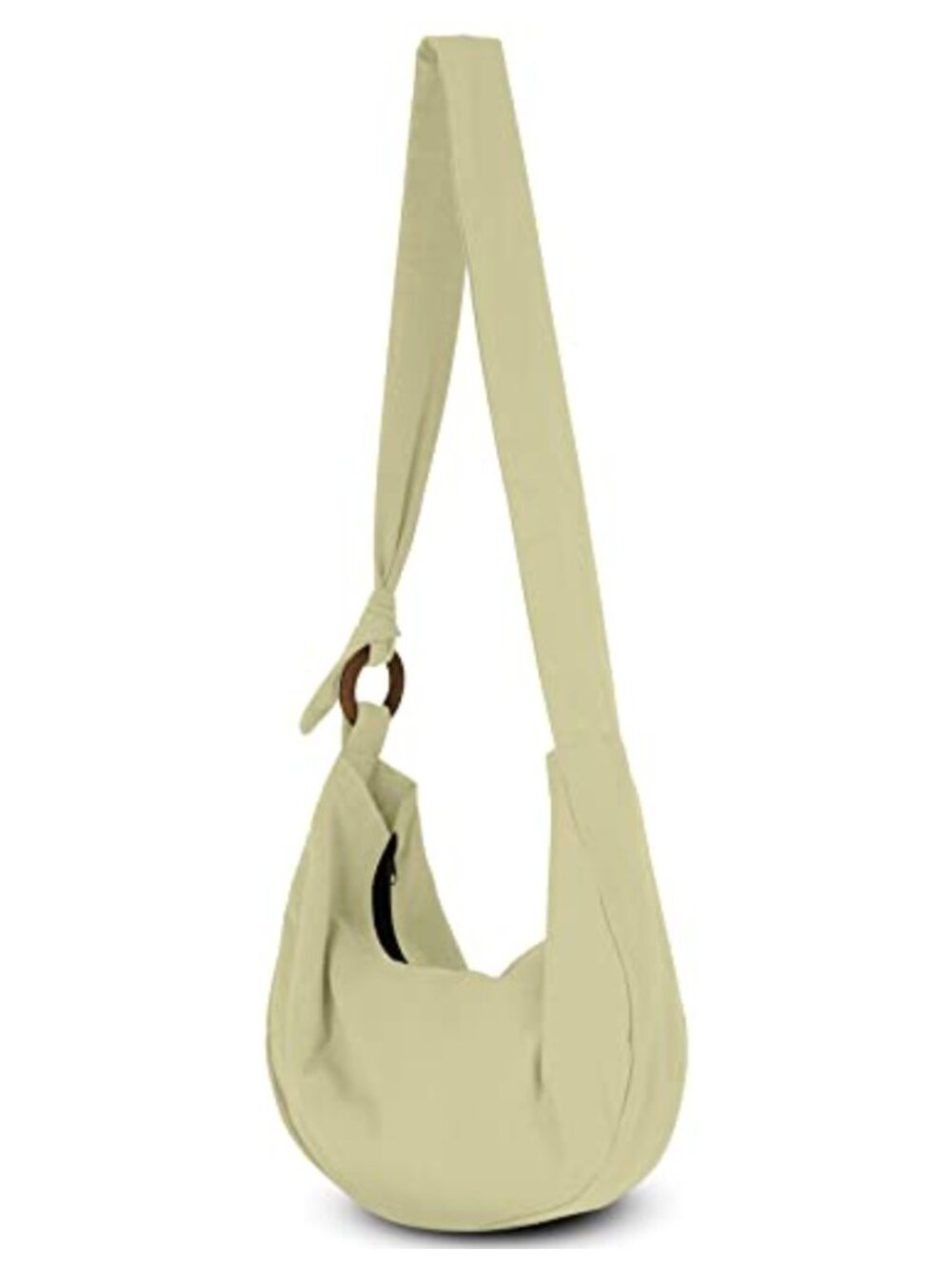 Handmade Cotton Hobo Crossbody Bag Wooden Ring Boho Lightweight